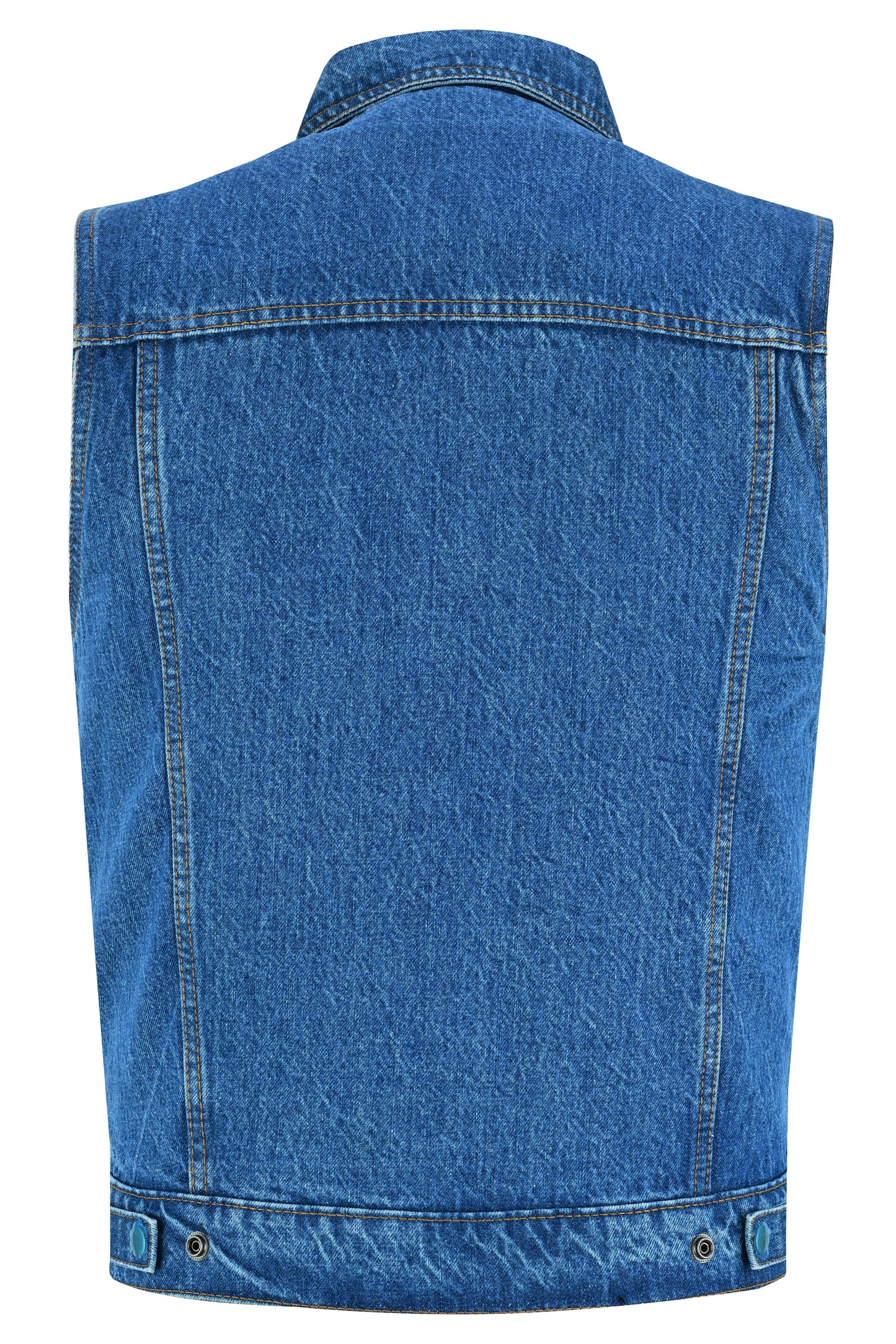 DM Blue Men's denim motorcycle vest with Snap/Zipper Front