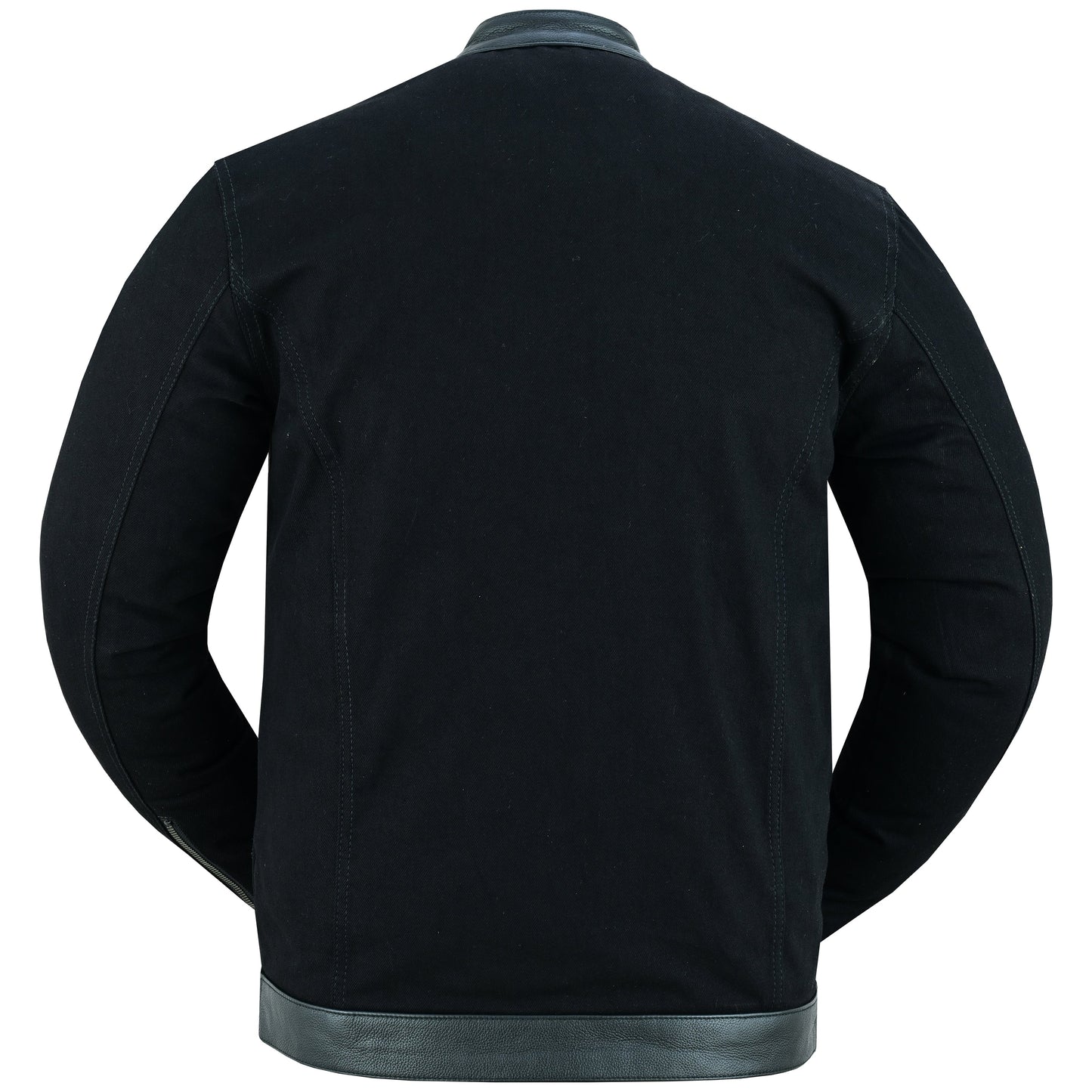 DM Men's Full Cut Denim Jacket – Leather Trim & Hidden Pockets