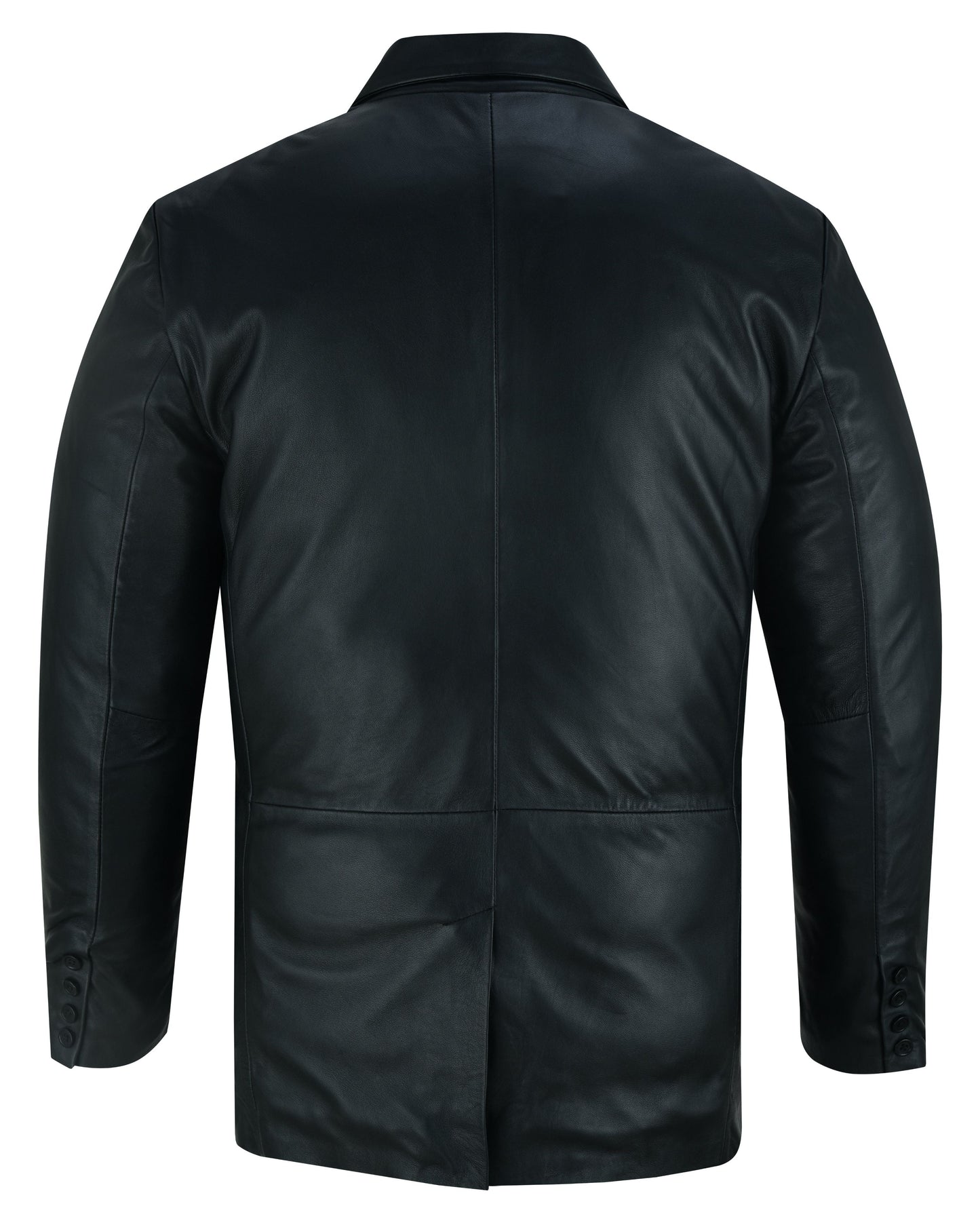 Retro Trim Men’s Black Sheep Skin Leather Blazer