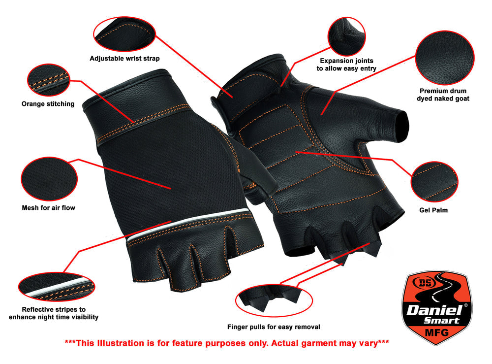 RC Women's Fingerless Glove with Orange Stitching Details