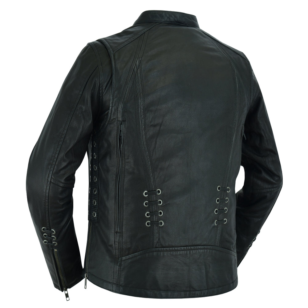 RC Women's Stylish Jacket with Grommet and Lacing Accents