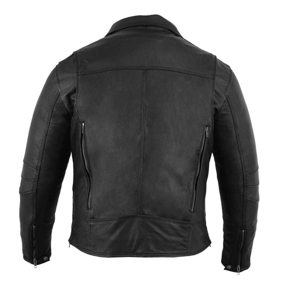 Black Speed Men’s Motorcycle Leather Jacket – Smart Access Pocket