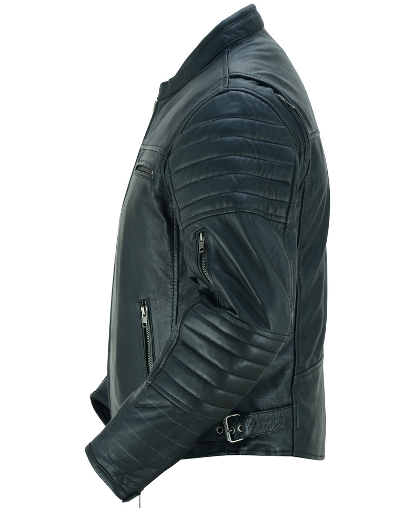 RC Men's Lightweight Drum Dyed Naked Lambskin Crossover Scooter - Black