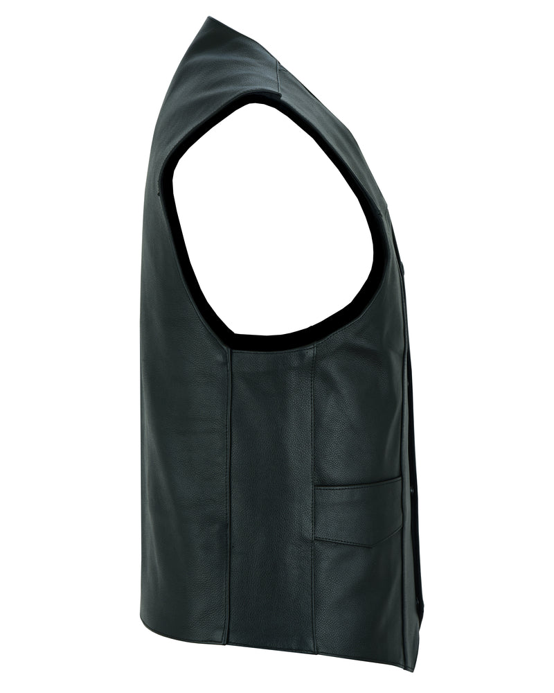 RC Men's Traditional Leather Motorcycle Vest - Black