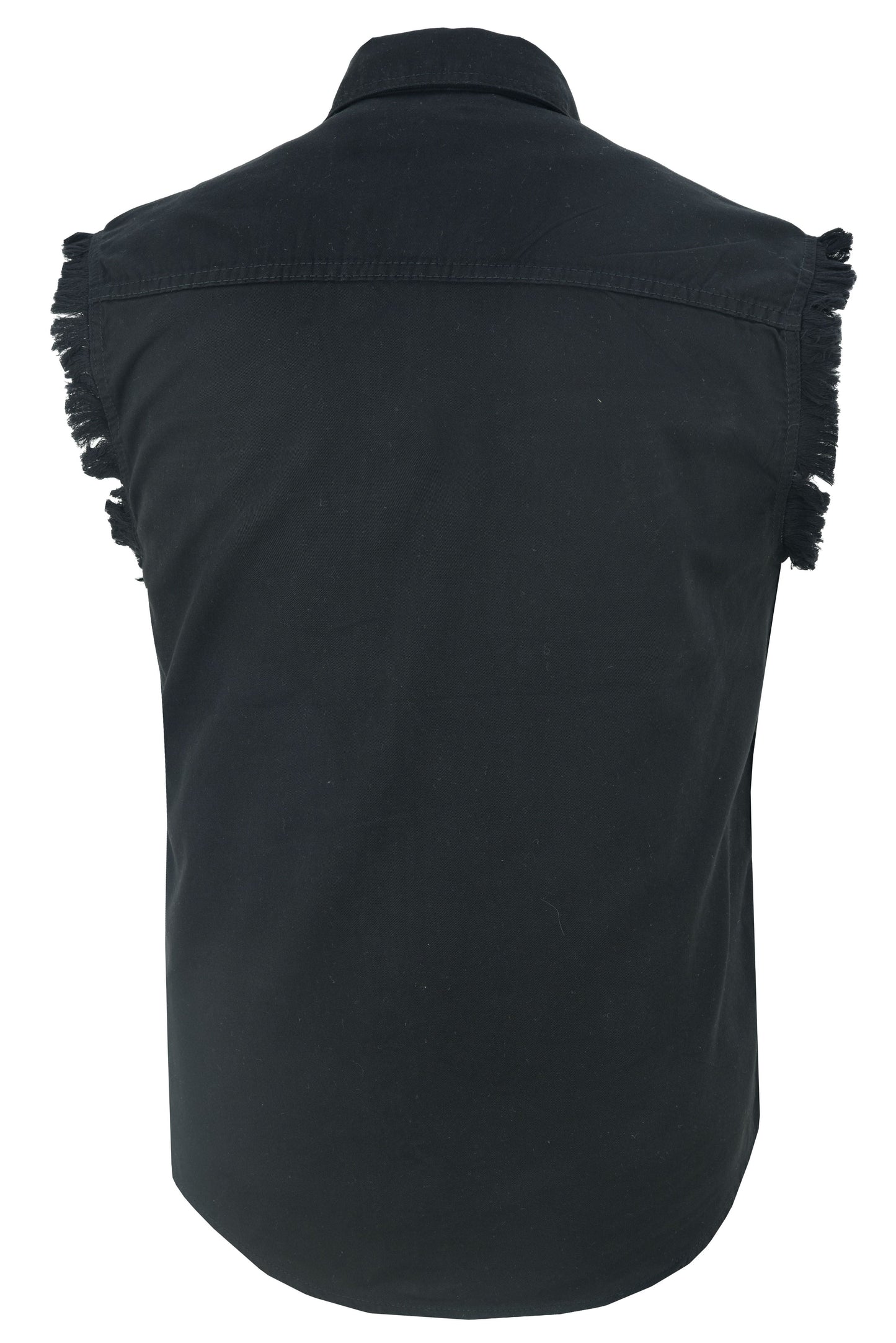 DM Men's Black Lightweight Sleeveless Denim Shirt
