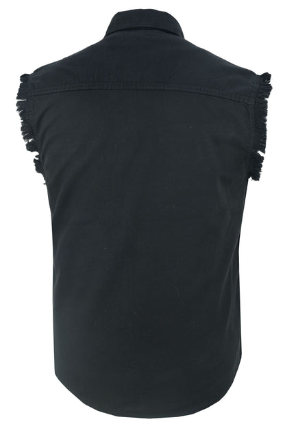 DM Men's Black Lightweight Sleeveless Denim Shirt