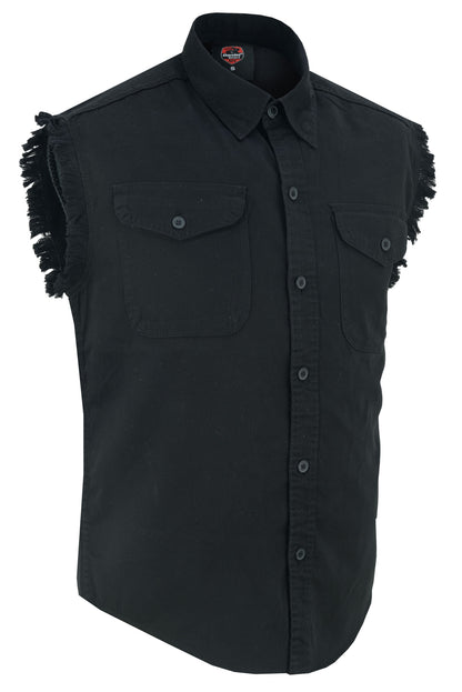 DM Men's Black Lightweight Sleeveless Denim Shirt