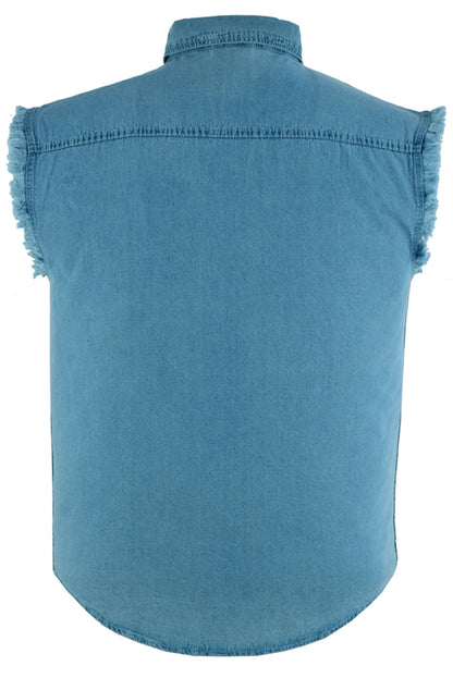 DM Men's Blue Lightweight Sleeveless Denim Shirt