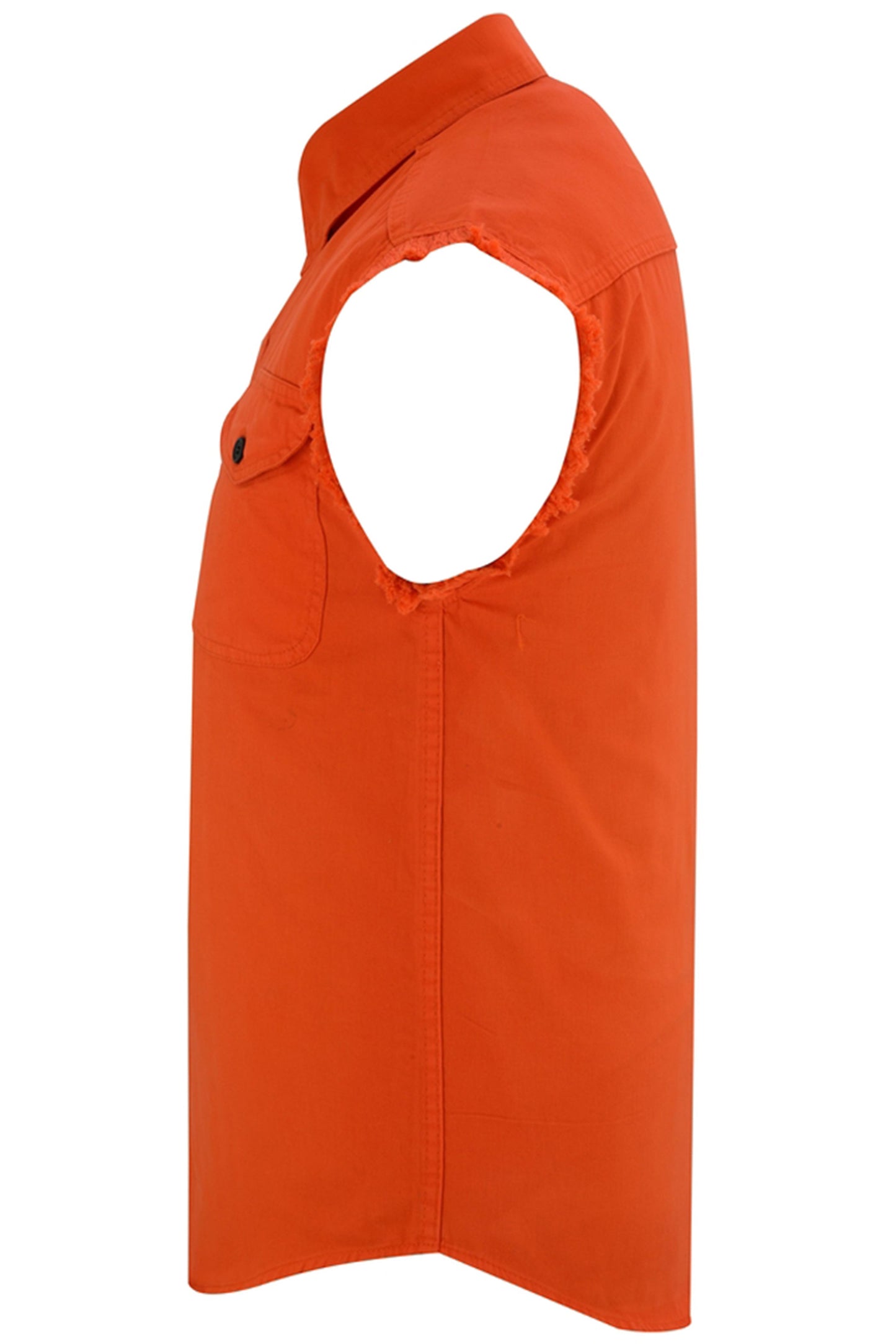 DM Men's Orange Lightweight Sleeveless Denim Shirt