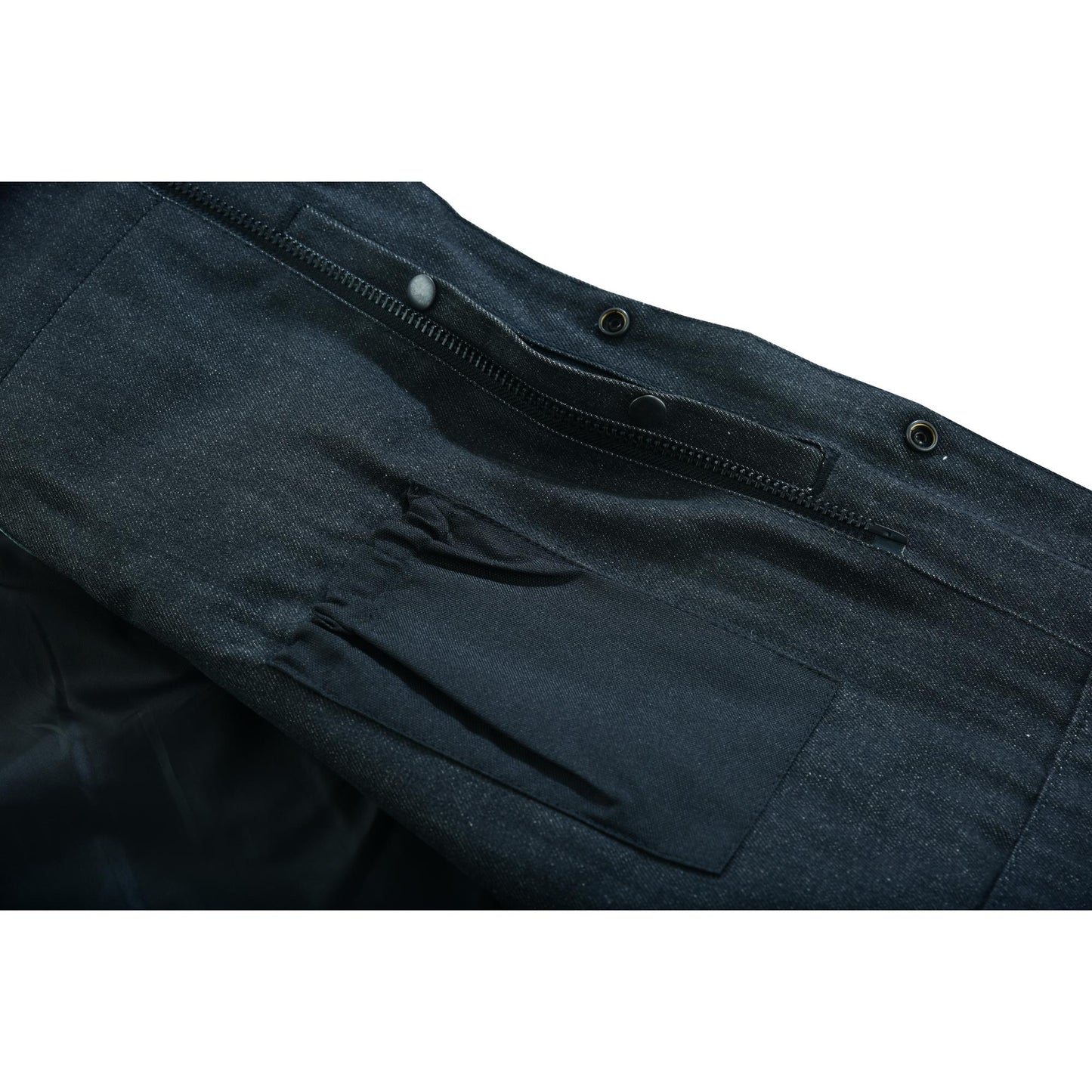 DM Men's Leather-Denim Combo Motorcycle  Vest - No Collar