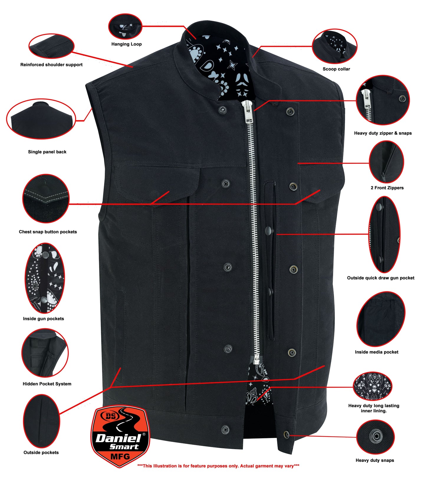 RC Men's Modern Utility Style Canvas Vest
