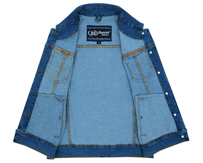 DM  Women's Blue Denim Snap Front Vest