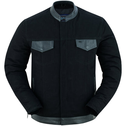 DM Men's Full Cut Denim Jacket – Leather Trim & Hidden Pockets