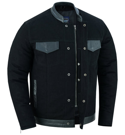 DM Men's Full Cut Denim Jacket – Leather Trim & Hidden Pockets
