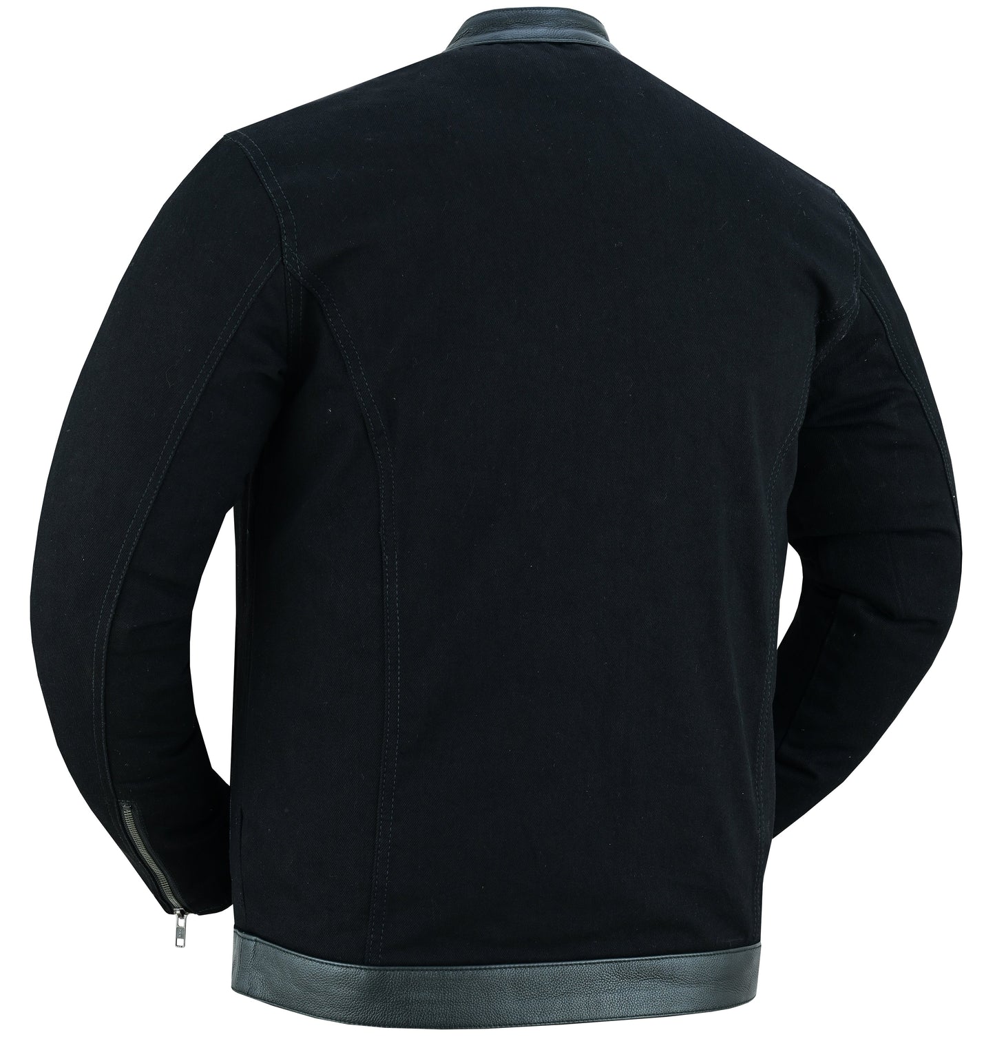 DM Men's Full Cut Denim Jacket – Leather Trim & Hidden Pockets