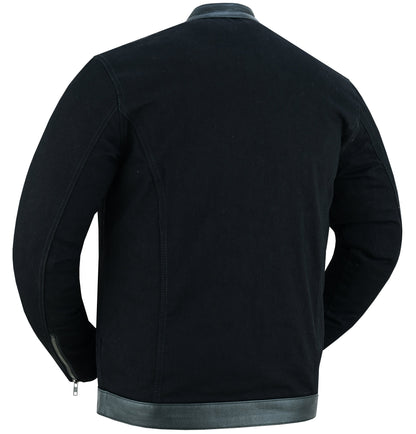DM Men's Full Cut Denim Jacket – Leather Trim & Hidden Pockets