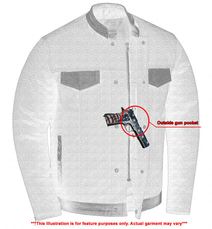DM Men's Full Cut Denim Jacket – Leather Trim & Hidden Pockets