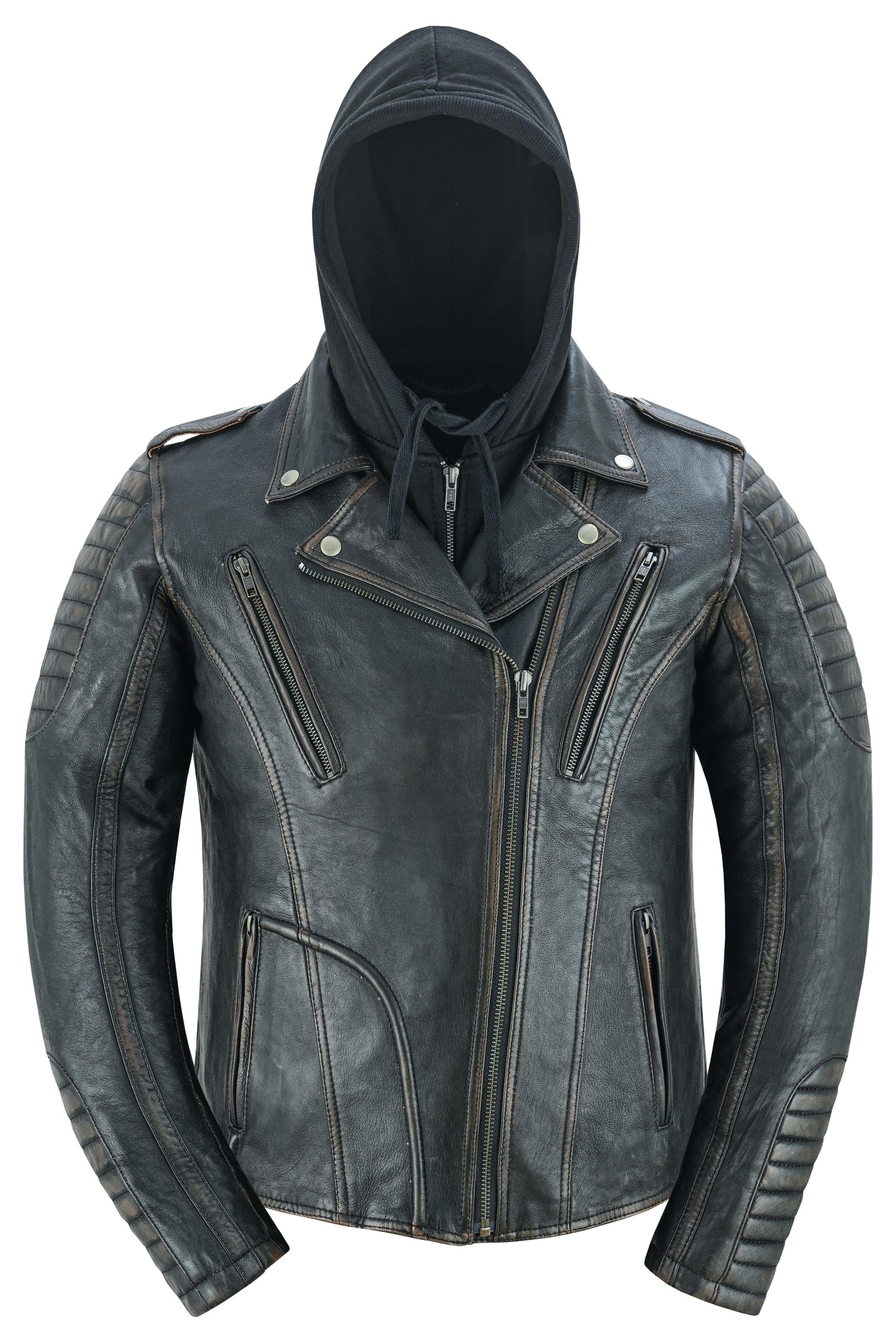 RC Women's Lightweight Drum Dyed Distressed Naked Lambskin M/C Jac