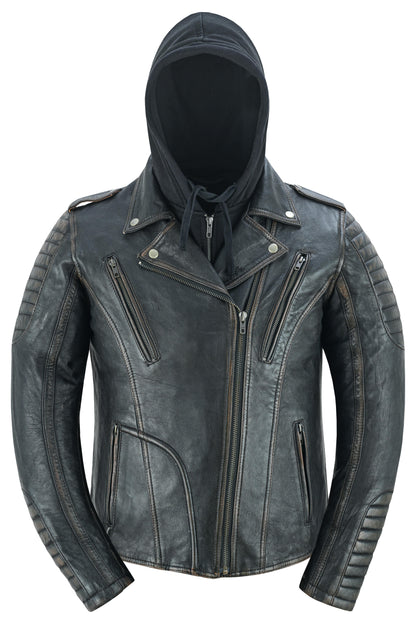 RC Women's Lightweight Drum Dyed Distressed Naked Lambskin M/C Jac