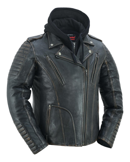 RC Women's Lightweight Drum Dyed Distressed Naked Lambskin M/C Jac