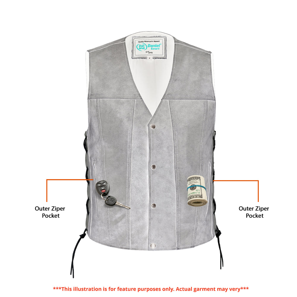 RC Men's Gray Single Back Panel Smart Access Pockets Vest