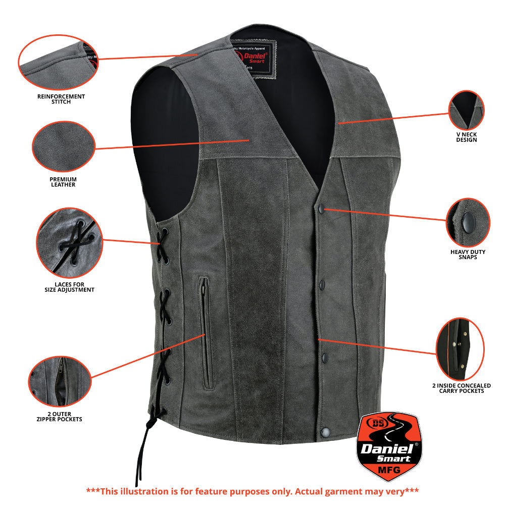 RC Men's Gray Single Back Panel Smart Access Pockets Vest