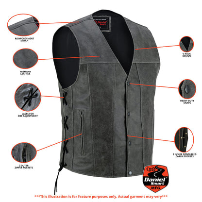 RC Men's Gray Single Back Panel Smart Access Pockets Vest