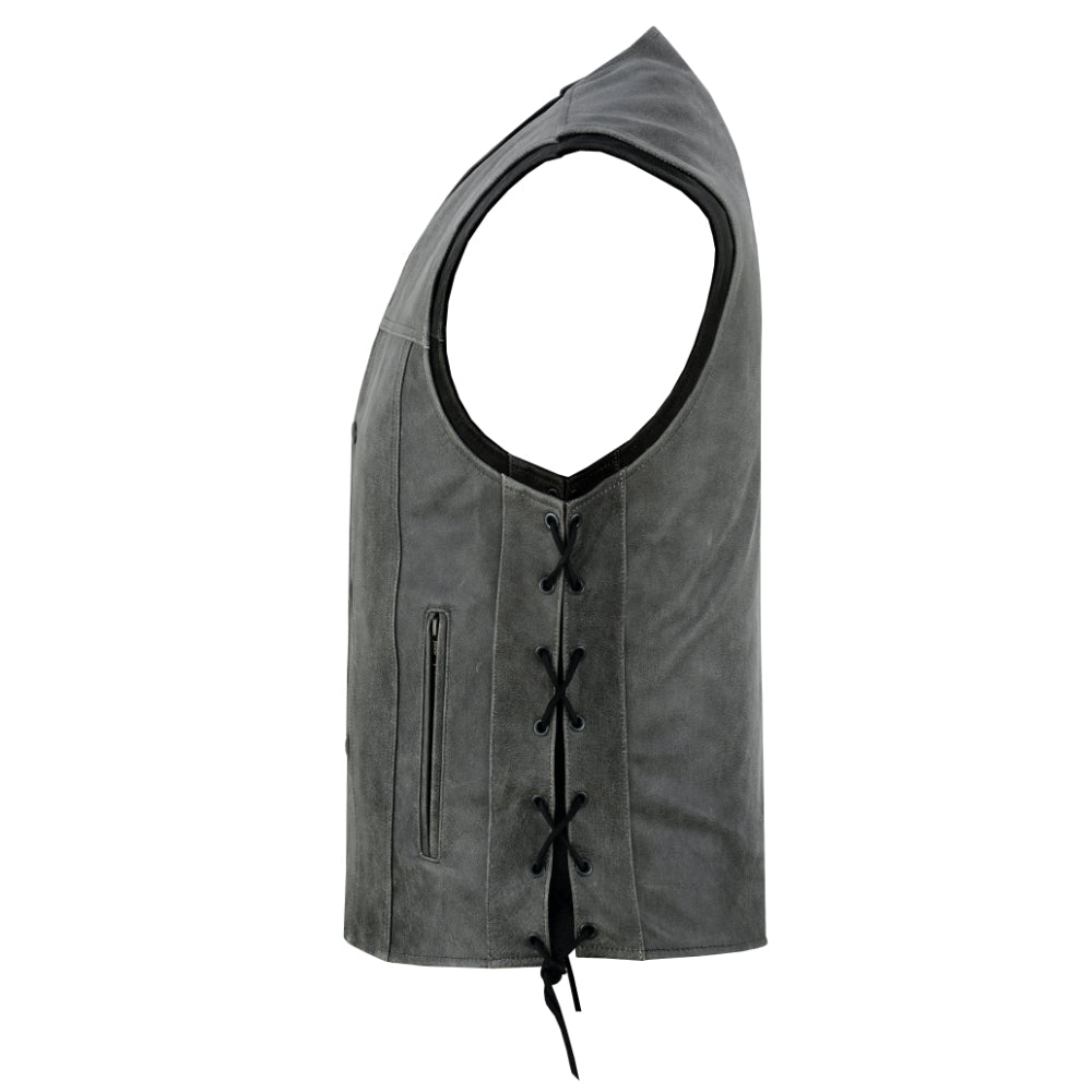 RC Men's Gray Single Back Panel Smart Access Pockets Vest