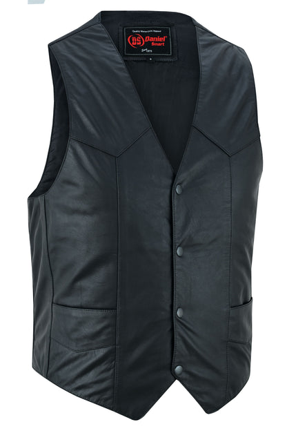 RC Men's Traditional Light Weight Black Leather Motorcycle Vest