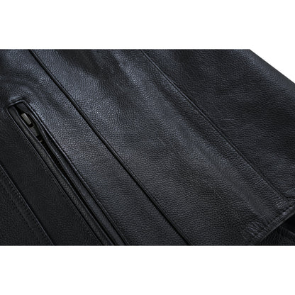 RC Buffalo Nickel Black Leather Vest for Men - Customizable Back & Satin Liner