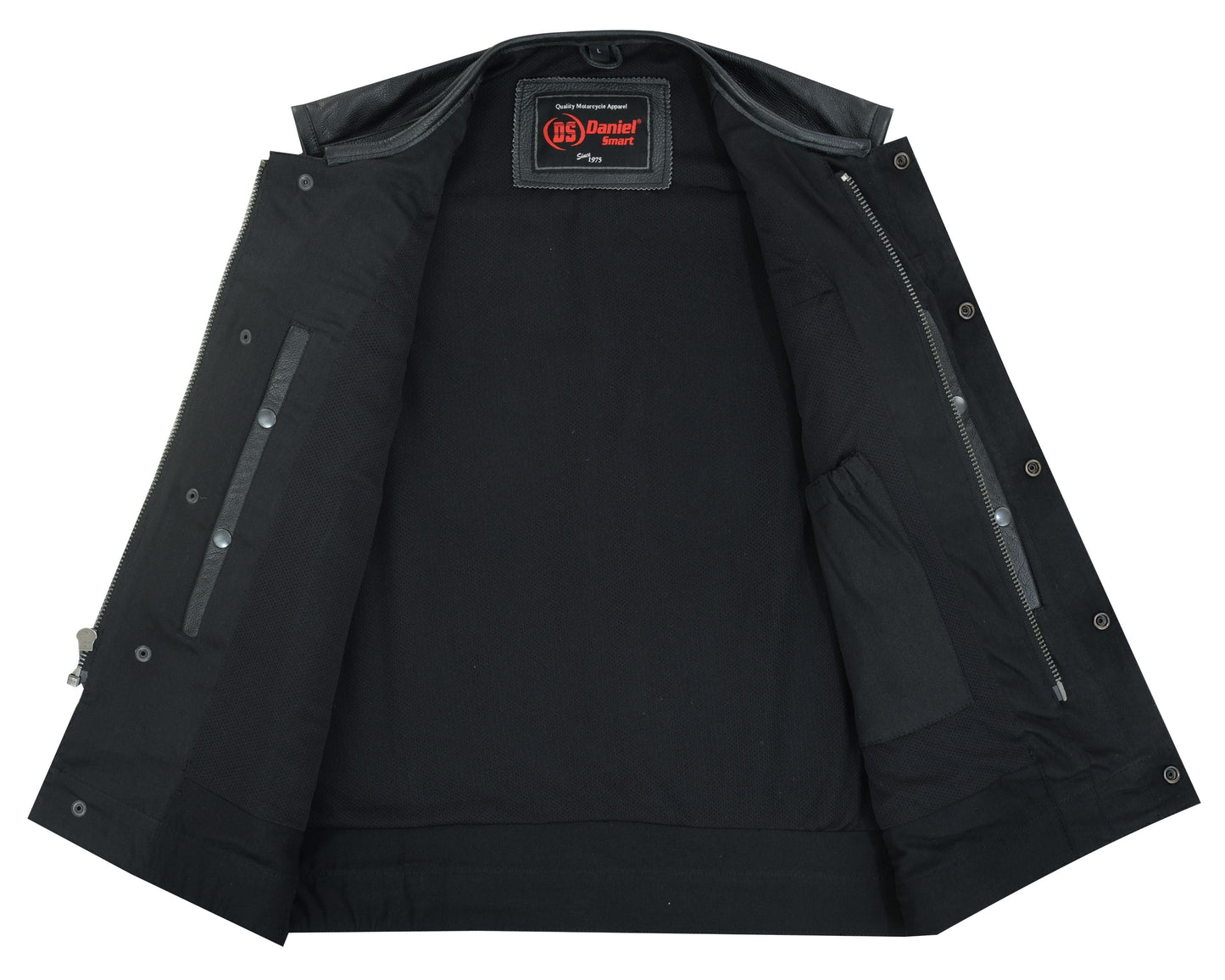 RC Men's Collarless Perforated Leather Vest - Black
