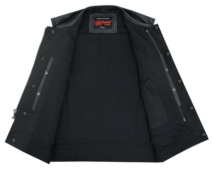 RC Men's Collarless Perforated Leather Vest - Black
