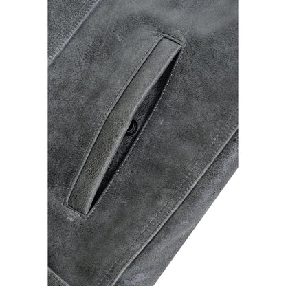RC Men's Distressed Gray Cowhide Leather  Motorcycle Vest