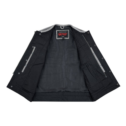 RC Men's Distressed Gray Cowhide Leather  Motorcycle Vest