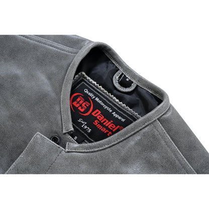 RC Men's Distressed Gray Cowhide Leather  Motorcycle Vest