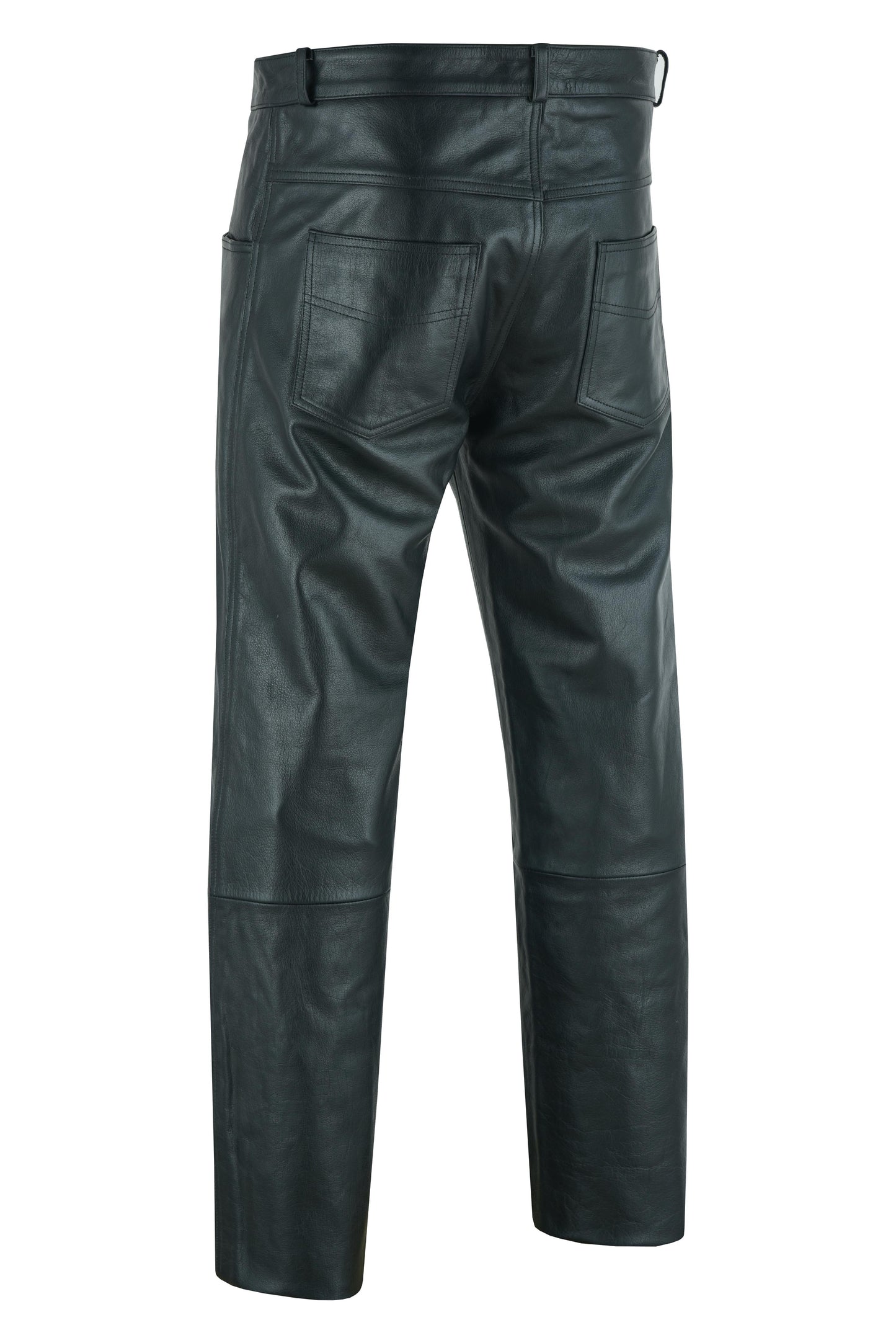 RC Men's Black Classic 5 Pocket Casual Motorcycle Leather Pants