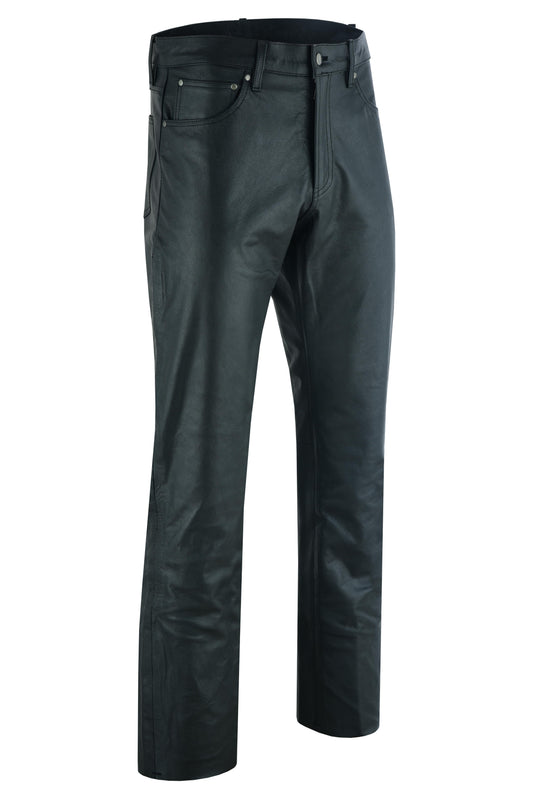 RC Women's Classic 5 Pocket Black Casual Motorcycle Leather Pants