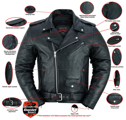 RC  Men's Premium Classic Plain Side Police Style Jacket - Black