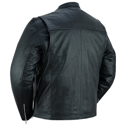 RC Men’s Classic Black Scooter Leather Jacket