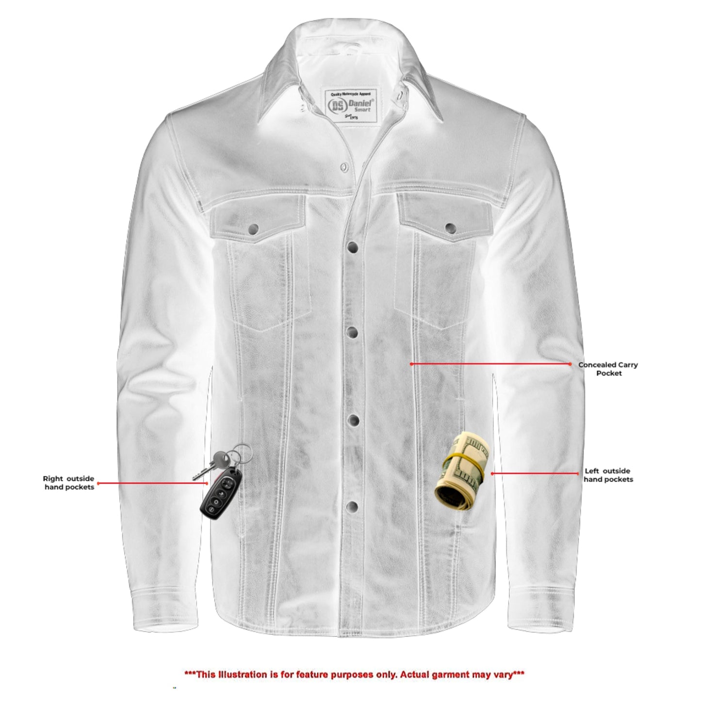 RC Men’s Premium Lightweight  Black Leather Shirt
