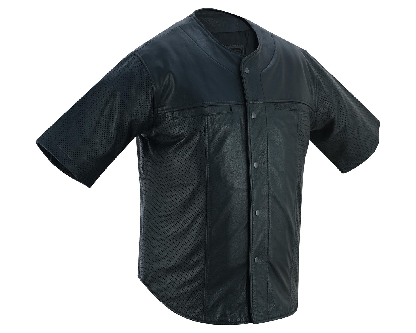RC Men's  Leather Baseball Motorcycle Shirt - Black