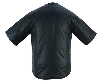 RC Men's  Leather Baseball Motorcycle Shirt - Black