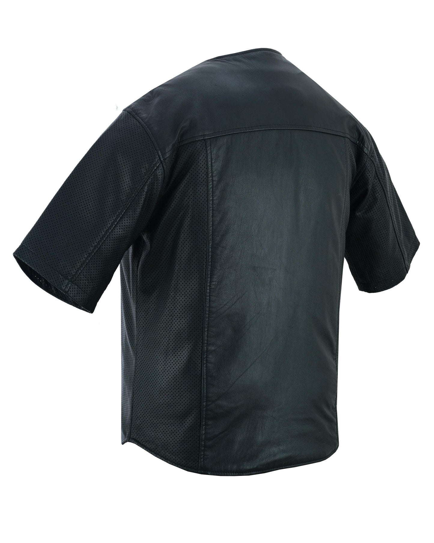 RC Men's  Leather Baseball Motorcycle Shirt - Black