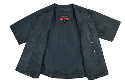 RC Men's  Leather Baseball Motorcycle Shirt - Black