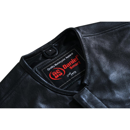RC Men's Black Leather Motorcycle Vest with Upgraded Style