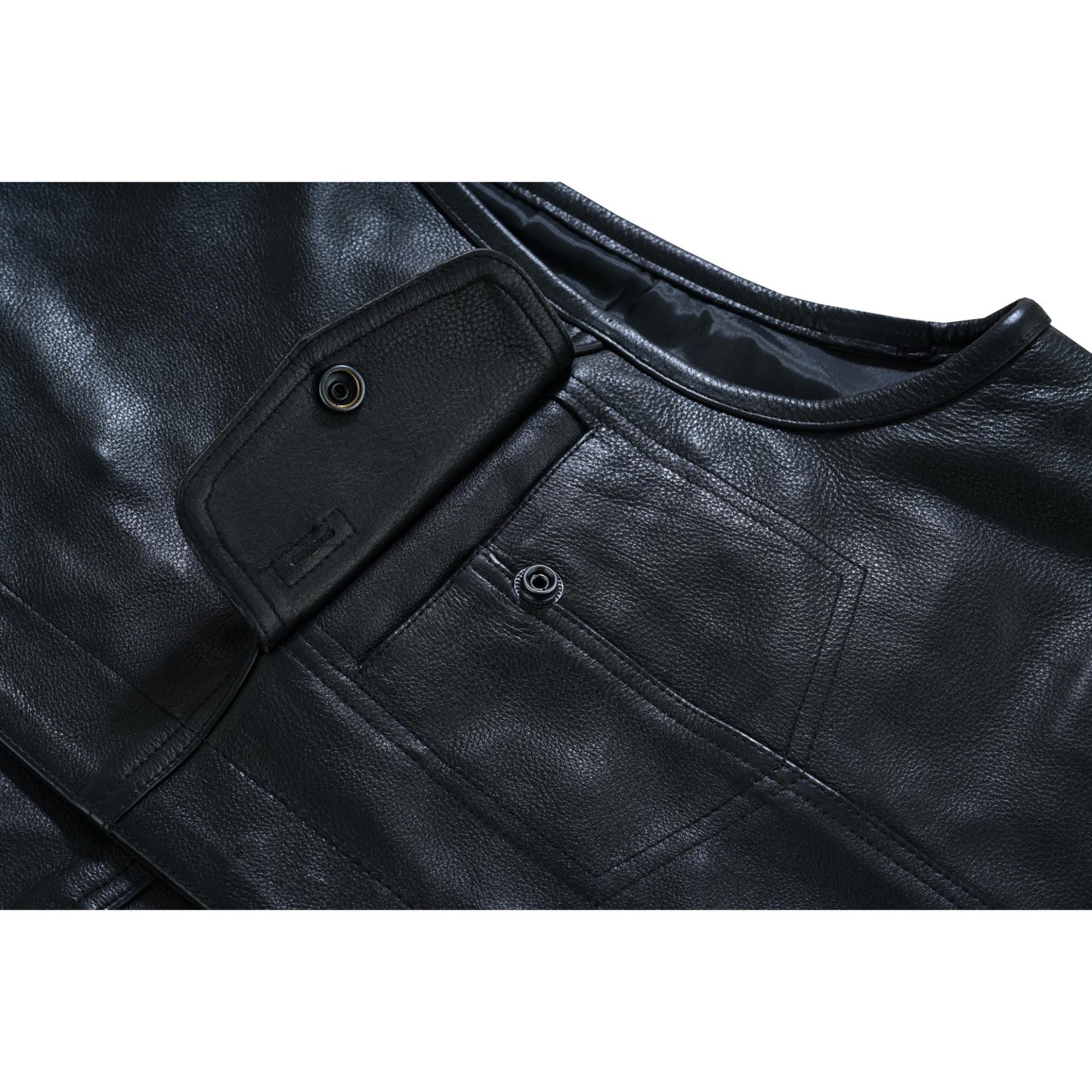 RC Men's Black Leather Motorcycle Vest with Upgraded Style