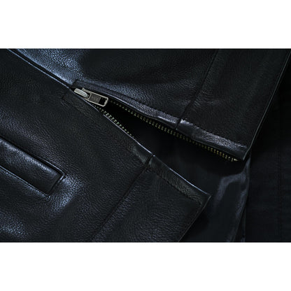 RC Men's Black Leather Motorcycle Vest with Upgraded Style