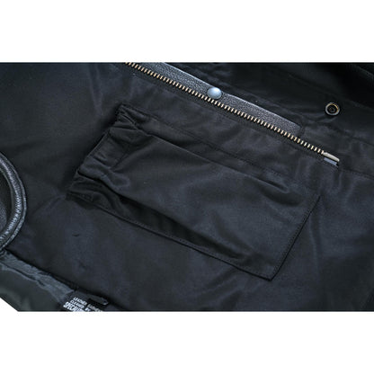 RC Men's Black Leather Motorcycle Vest with Upgraded Style