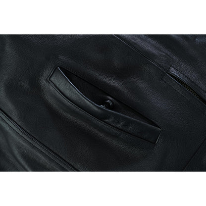 RC Men's Black Leather Motorcycle Vest with Upgraded Style