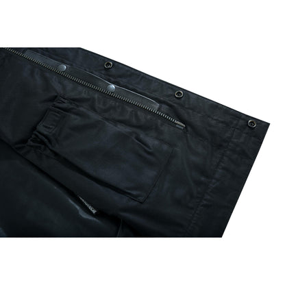 Highway Jack Men's Black Leather Motorcycle Vest Scoop Neck & Snap-Closure Pockets
